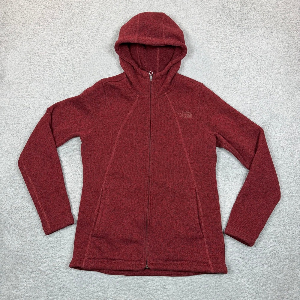 The North Face Womens Crescent Hooded Fleece Jacket Burgundy Heather Medium